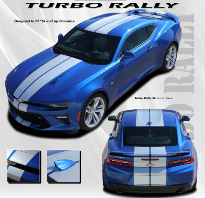 2016+ Camaro Hood and Body Stripe Kit, TURBO RALLY SS Single Color, with LIP Spoiler